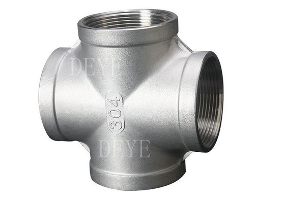 NPT BSPT 150PSI Screwed Stainless Steel Threaded Fittings Cross Tee