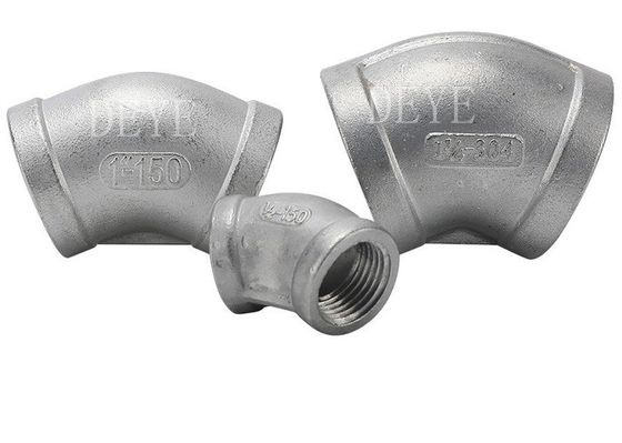 1/4"-4" 150PSI SS304 SS316 Stainless Steel Threaded Fittings 45 Deg Elbow